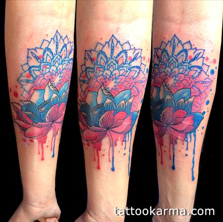 Tattoos - lotus watercolor - 87389